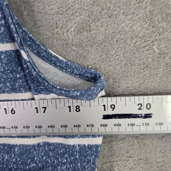 Womens LuLaRoe Blue & White Striped Sleeveless Tiered Babydoll Top Polyester S - Picture 5 of 7